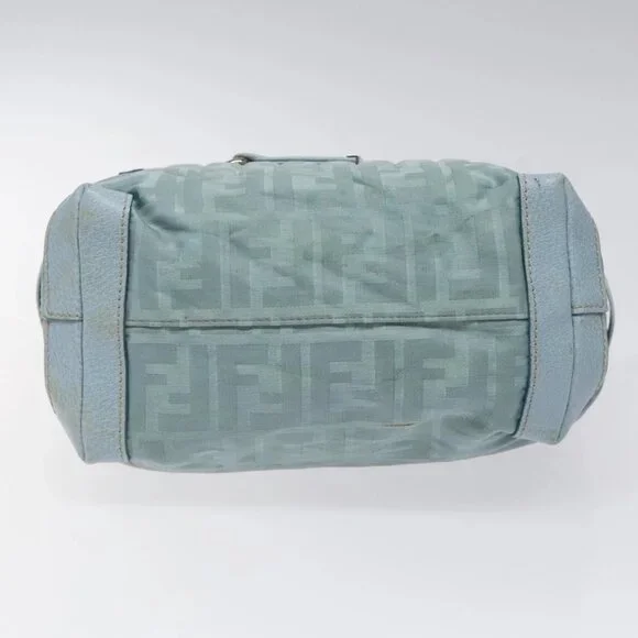 FENDI Zucca Canvas Hand Bag Blue Silver Auth MY411